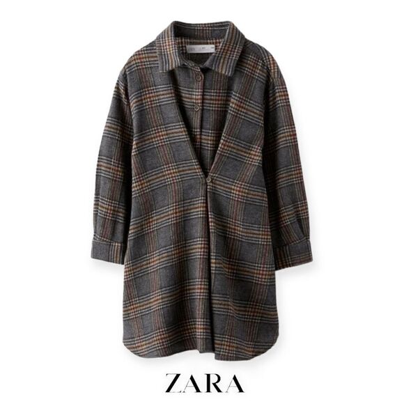 ZARA Kids | Gray | DOUBLE BREASTED PLAID DRESS - Picture 1 of 6